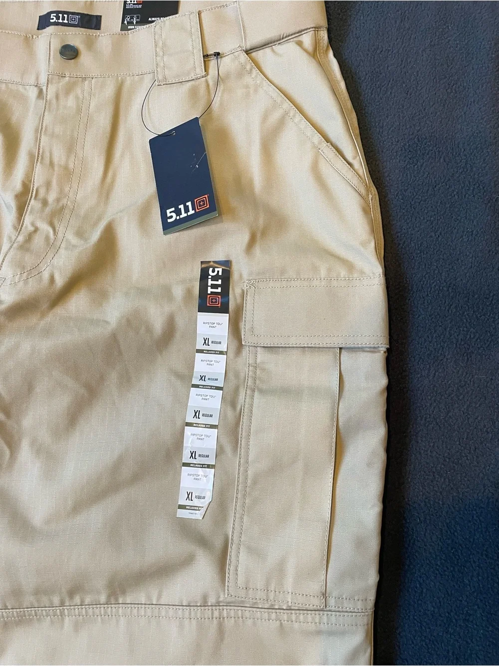 5.11 Tactical Men’s Cargo Pants - Khaki/Tan, XL, 38-32